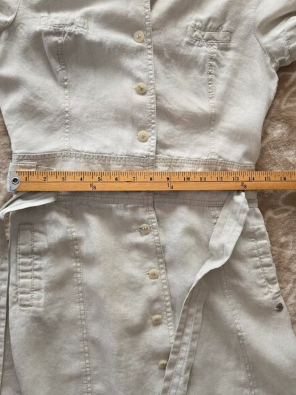 Olsen Europe Linen Button‑Front Shirtdress - US 4 - Oatmeal - Picture 6 of 9